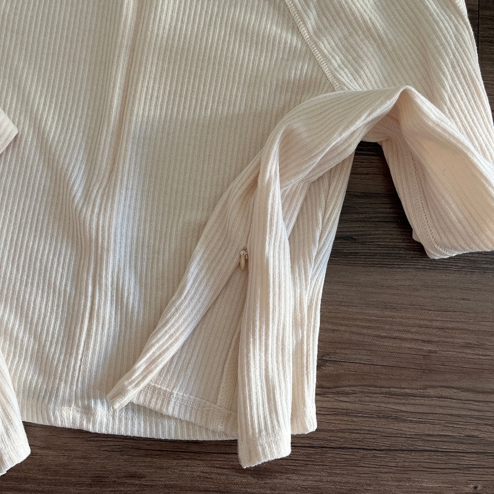 Ribbed cream quarter zip